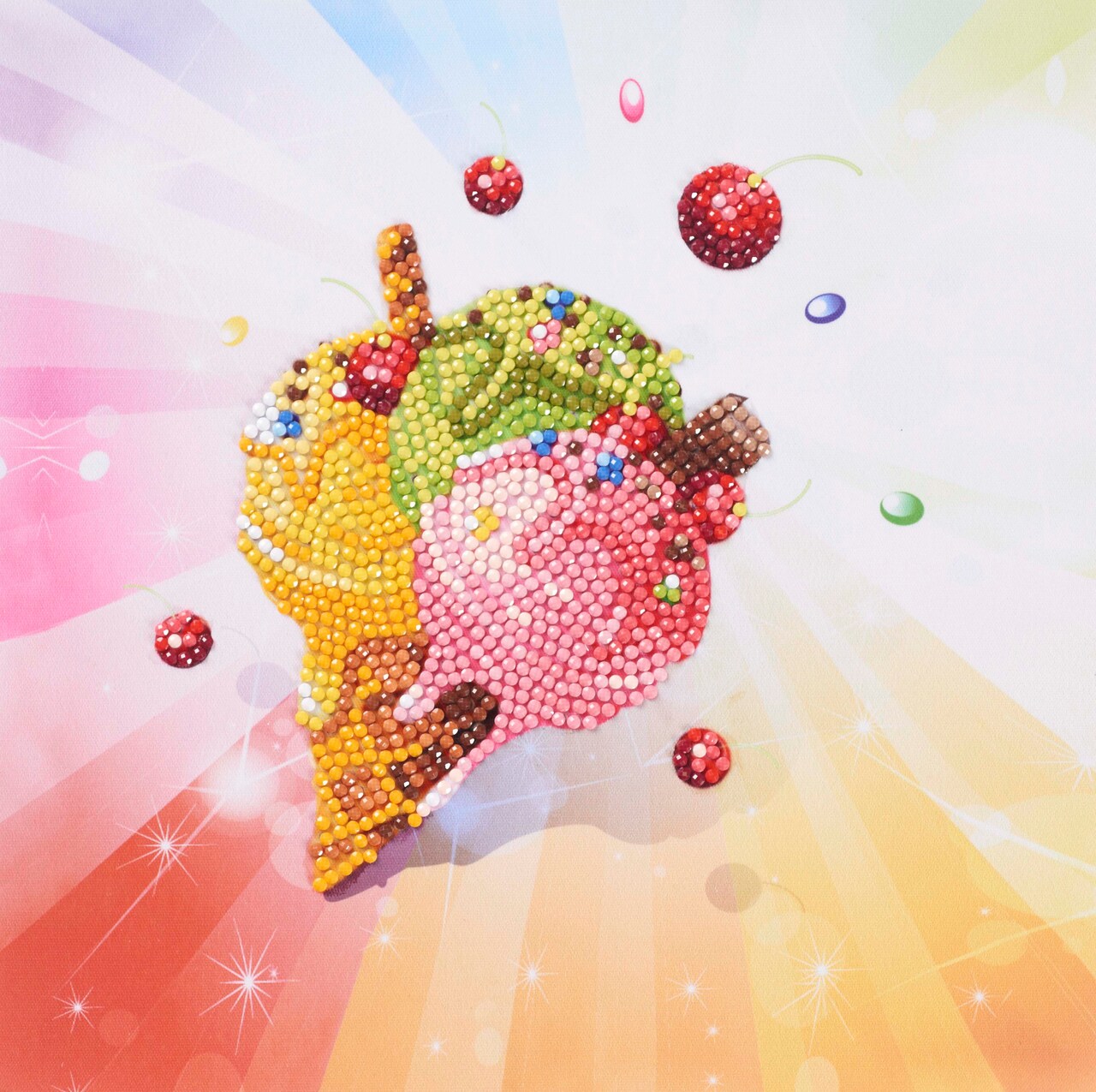 DIAMOND ART BY LEISURE ARTS Ice Cream, 8"x8", Beginner Diamond Painting Kits for Adults, Diamond Art for Adults, Diamond Art Kit, Diamond Art Painting